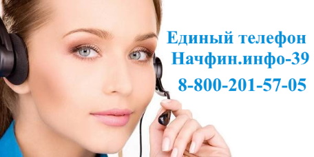 Единый номер телефона Начфин.инфо-39 -  8-800-201-57-05